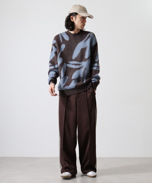 Mohair touch shaggy design crew neck knit / モヘアタッチ総柄デザイン クルーネック シャギーニット unisex（ニット/セーター）｜RE730（アールイーセブンサーティー）