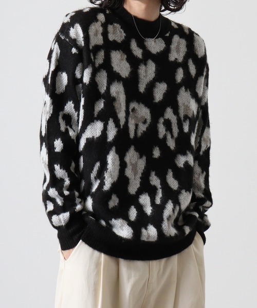 Mohair touch shaggy design crew neck knit / モヘアタッチ総柄デザイン クルーネック シャギーニット unisex（ニット/セーター）｜RE730（アールイーセブンサーティー）