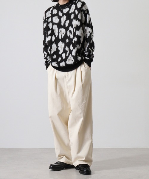 Mohair touch shaggy design crew neck knit / モヘアタッチ総柄デザイン クルーネック シャギーニット unisex（ニット/セーター）｜RE730（アールイーセブンサーティー）