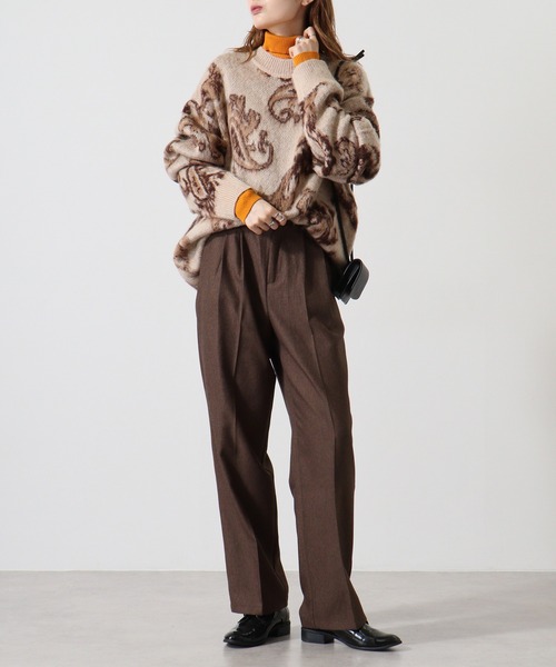 Mohair touch shaggy design crew neck knit / モヘアタッチ総柄デザイン クルーネック シャギーニット unisex（ニット/セーター）｜RE730（アールイーセブンサーティー）