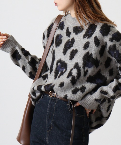 Mohair touch shaggy design crew neck knit / モヘアタッチ総柄デザイン クルーネック シャギーニット unisex（ニット/セーター）｜RE730（アールイーセブンサーティー）