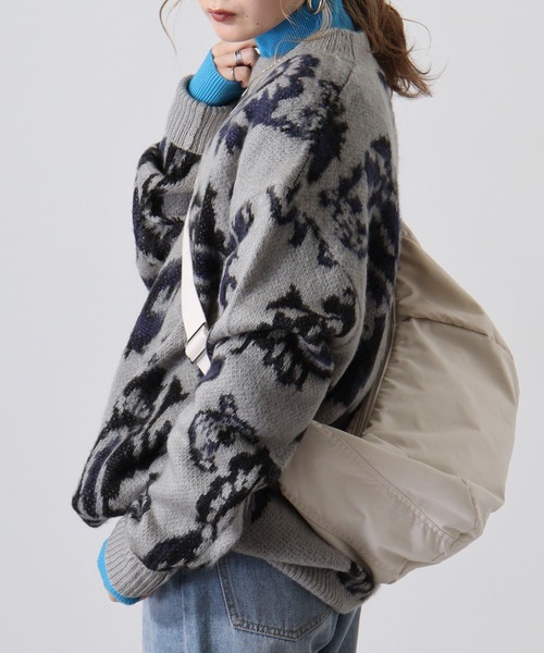 Mohair touch shaggy design crew neck knit / モヘアタッチ総柄デザイン クルーネック シャギーニット unisex（ニット/セーター）｜RE730（アールイーセブンサーティー）