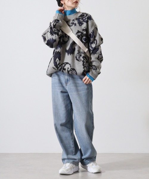 Mohair touch shaggy design crew neck knit / モヘアタッチ総柄デザイン クルーネック シャギーニット unisex（ニット/セーター）｜RE730（アールイーセブンサーティー）