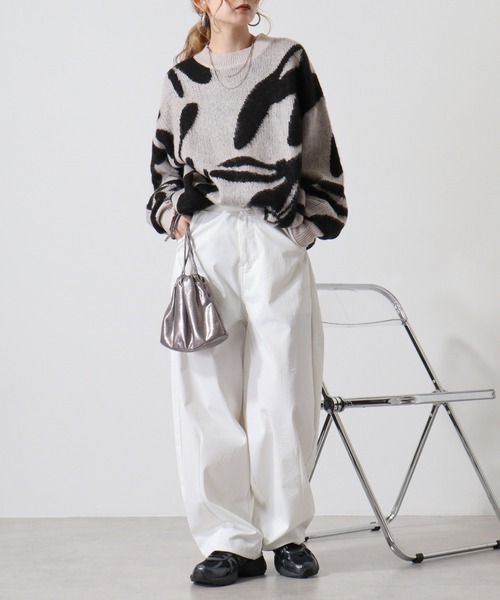 Mohair touch shaggy design crew neck knit / モヘアタッチ総柄デザイン クルーネック シャギーニット unisex（ニット/セーター）｜RE730（アールイーセブンサーティー）