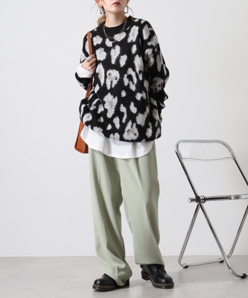 Mohair touch shaggy design crew neck knit / モヘアタッチ総柄デザイン クルーネック シャギーニット unisex（ニット/セーター）｜RE730（アールイーセブンサーティー）