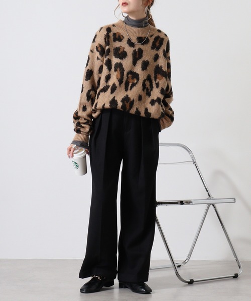 Mohair touch shaggy design crew neck knit / モヘアタッチ総柄デザイン クルーネック シャギーニット unisex（ニット/セーター）｜RE730（アールイーセブンサーティー）