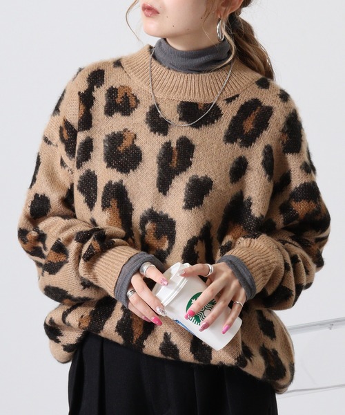 Mohair touch shaggy design crew neck knit / モヘアタッチ総柄デザイン クルーネック シャギーニット unisex（ニット/セーター）｜RE730（アールイーセブンサーティー）