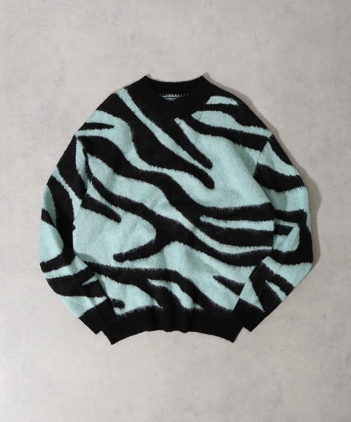 Mohair touch shaggy design crew neck knit / モヘアタッチ総柄デザイン クルーネック シャギーニット unisex（ニット/セーター）｜RE730（アールイーセブンサーティー）