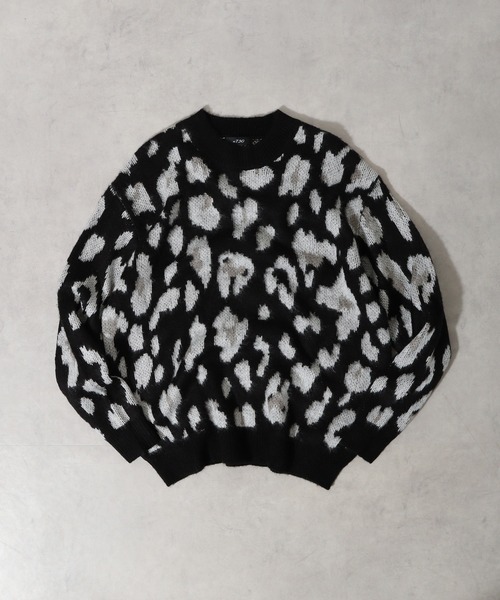 Mohair touch shaggy design crew neck knit / モヘアタッチ総柄デザイン クルーネック シャギーニット unisex（ニット/セーター）｜RE730（アールイーセブンサーティー）