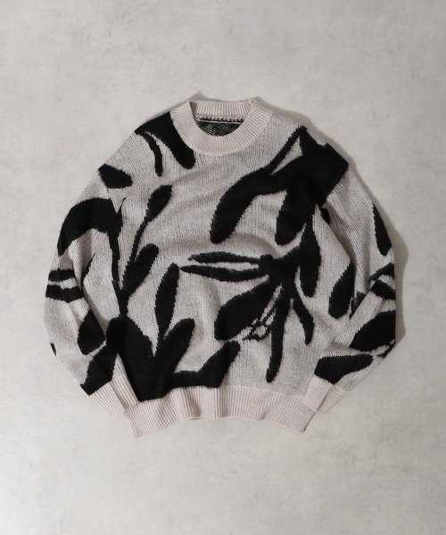 Mohair touch shaggy design crew neck knit / モヘアタッチ総柄デザイン クルーネック シャギーニット unisex（ニット/セーター）｜RE730（アールイーセブンサーティー）