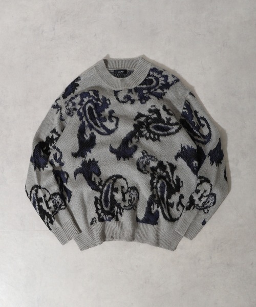 Mohair touch shaggy design crew neck knit / モヘアタッチ総柄デザイン クルーネック シャギーニット unisex（ニット/セーター）｜RE730（アールイーセブンサーティー）