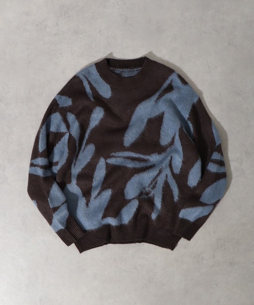 Mohair touch shaggy design crew neck knit / モヘアタッチ総柄デザイン クルーネック シャギーニット unisex（ニット/セーター）｜RE730（アールイーセブンサーティー）