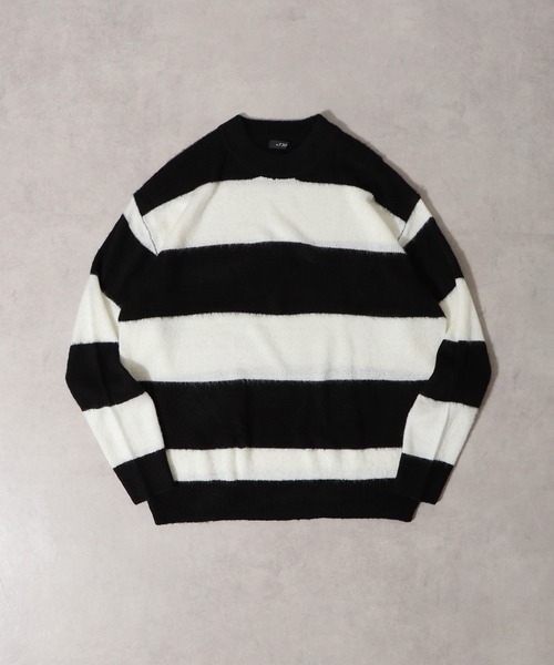 Mohair touch shaggy design crew neck knit / モヘアタッチ総柄デザイン クルーネック シャギーニット unisex（ニット/セーター）｜RE730（アールイーセブンサーティー）