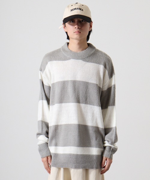 Mohair touch shaggy design crew neck knit / モヘアタッチ総柄デザイン クルーネック シャギーニット unisex（ニット/セーター）｜RE730（アールイーセブンサーティー）