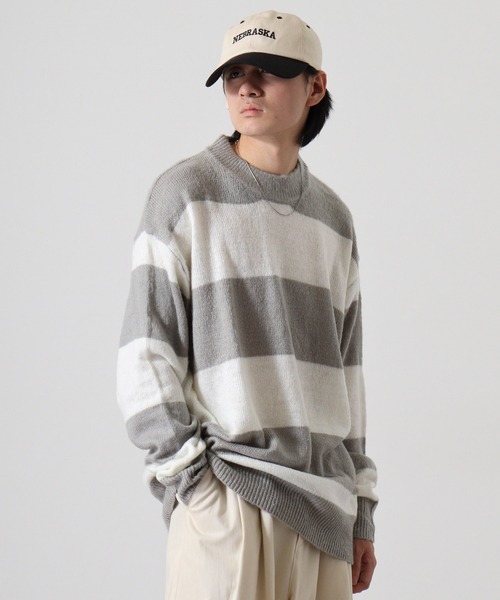 Mohair touch shaggy design crew neck knit / モヘアタッチ総柄デザイン クルーネック シャギーニット unisex（ニット/セーター）｜RE730（アールイーセブンサーティー）