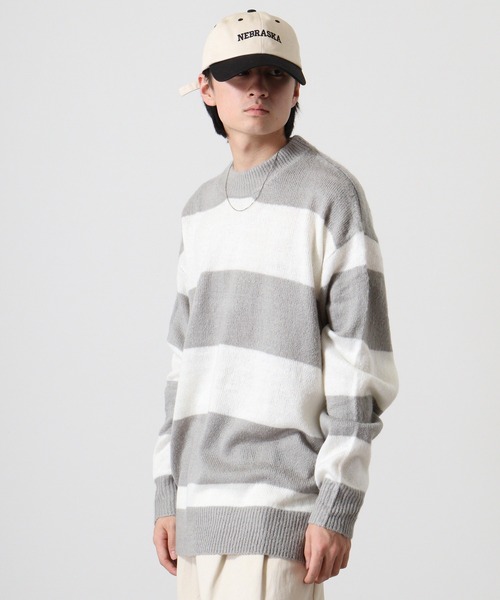 Mohair touch shaggy design crew neck knit / モヘアタッチ総柄デザイン クルーネック シャギーニット unisex（ニット/セーター）｜RE730（アールイーセブンサーティー）