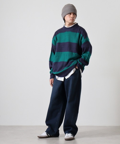 Mohair touch shaggy design crew neck knit / モヘアタッチ総柄デザイン クルーネック シャギーニット unisex（ニット/セーター）｜RE730（アールイーセブンサーティー）