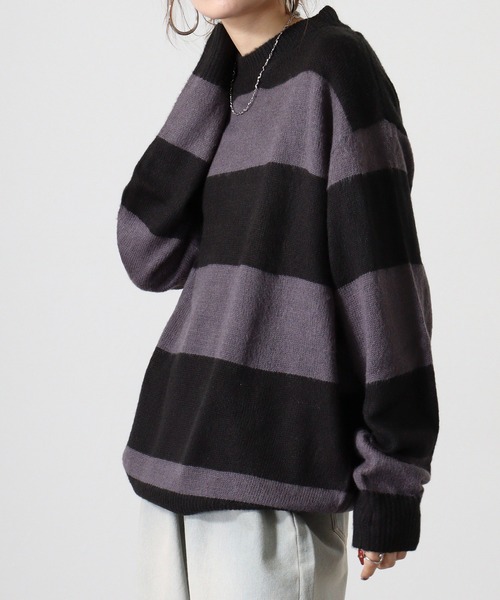 Mohair touch shaggy design crew neck knit / モヘアタッチ総柄デザイン クルーネック シャギーニット unisex（ニット/セーター）｜RE730（アールイーセブンサーティー）