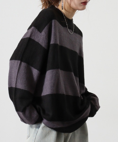 Mohair touch shaggy design crew neck knit / モヘアタッチ総柄デザイン クルーネック シャギーニット unisex（ニット/セーター）｜RE730（アールイーセブンサーティー）
