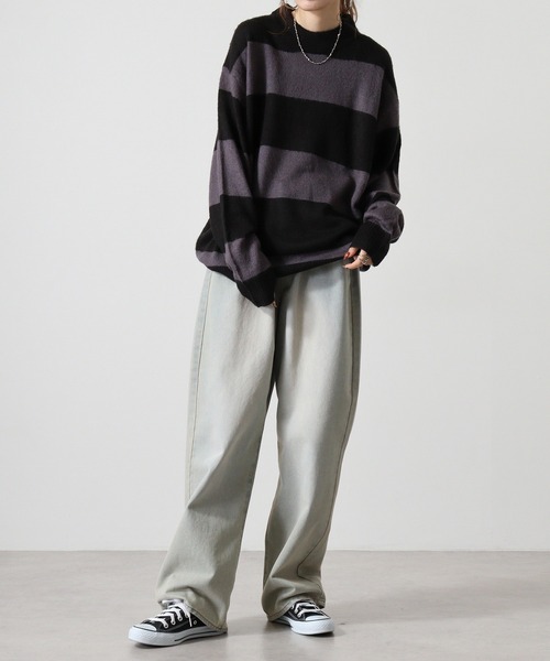 Mohair touch shaggy design crew neck knit / モヘアタッチ総柄デザイン クルーネック シャギーニット unisex（ニット/セーター）｜RE730（アールイーセブンサーティー）