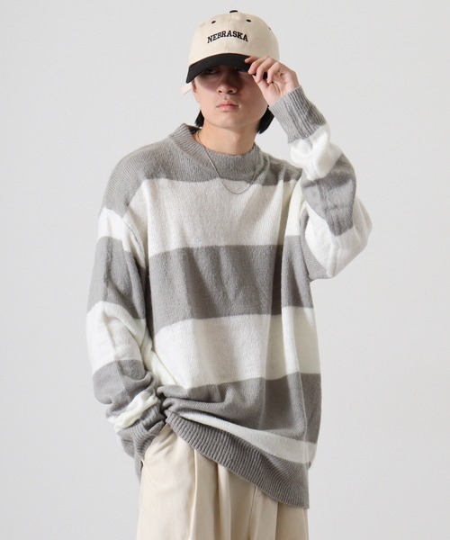Mohair touch shaggy design crew neck knit / モヘアタッチ総柄デザイン クルーネック シャギーニット unisex（ニット/セーター）｜RE730（アールイーセブンサーティー）