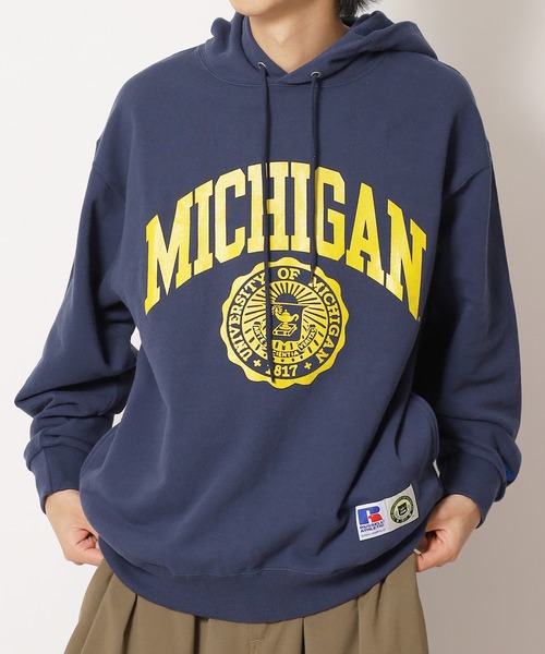 Russell Athletic（ラッセルアスレティック）の「Russell Athletic/ラッセルアスレティック University of Michigan Bookstore Sweat Hoodie フーディー（パーカー・メンズ・ネイビー/グレー/オフホワイト・XL/M/L）」の3枚目の写真