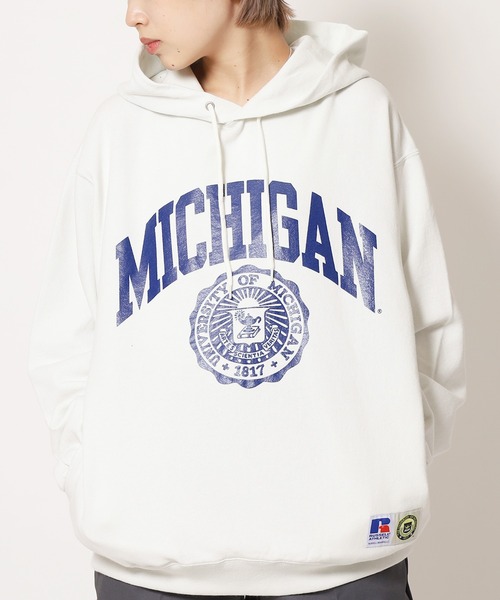 Russell Athletic（ラッセルアスレティック）の「Russell Athletic/ラッセルアスレティック University of Michigan Bookstore Sweat Hoodie フーディー（パーカー・メンズ・ネイビー/グレー/オフホワイト・XL/M/L）」の13枚目の写真