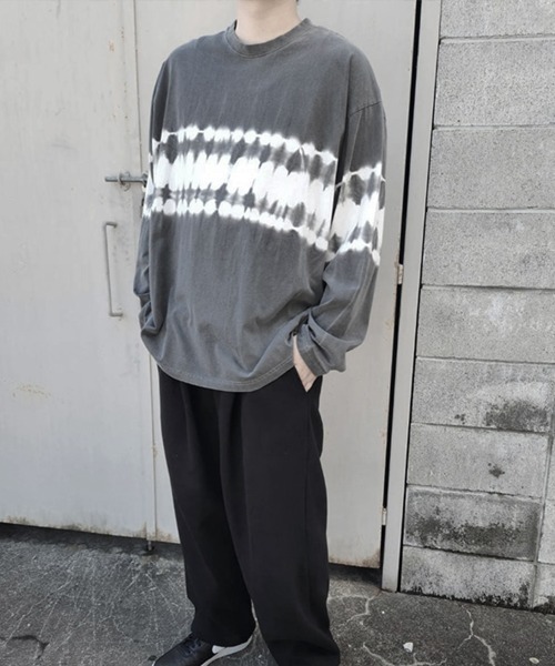 YACA（ヤーカ）の「Tie dye big silhouette shirt/タイダイビッグシルエットシャツ【unisex item】（Tシャツ/カットソー・レディース・ブラック/グレー・FREE）」の18枚目の写真