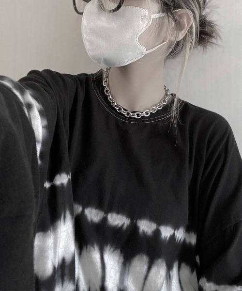 YACA（ヤーカ）の「Tie dye big silhouette shirt/タイダイビッグシルエットシャツ【unisex item】（Tシャツ/カットソー・レディース・ブラック/グレー・FREE）」の7枚目の写真