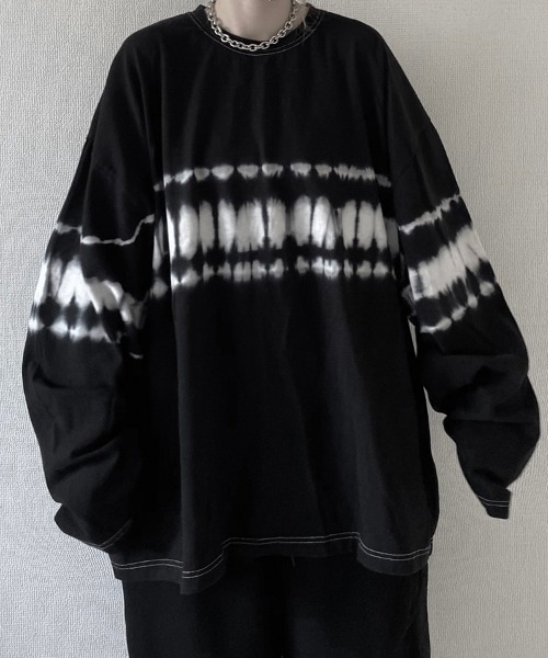 YACA（ヤーカ）の「Tie dye big silhouette shirt/タイダイビッグシルエットシャツ【unisex item】（Tシャツ/カットソー・レディース・ブラック/グレー・FREE）」の10枚目の写真