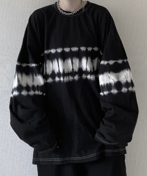 YACA（ヤーカ）の「Tie dye big silhouette shirt/タイダイビッグシルエットシャツ【unisex item】（Tシャツ/カットソー・レディース・ブラック/グレー・FREE）」の11枚目の写真