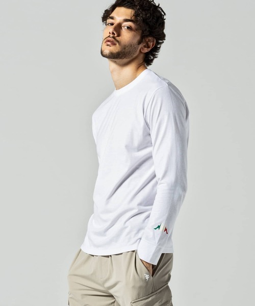Kappa（カッパ）の「Kappa(カッパ)袖ロゴロングTシャツ（Tシャツ/カットソー・メンズ・ブラック/ホワイト/ネイビー/ライトグレー・XL/XXL/L/M）」の2枚目の写真