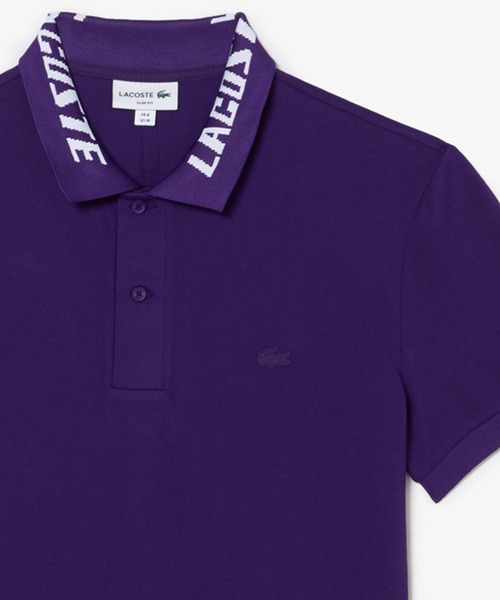 LACOSTE（ラコステ）の「エコ鹿の子地ジャカードカラーポロシャツ（ポロシャツ・メンズ・グレー/バイオレット/ブラック/セージグリーン/ピンク・2/4/3/5/6）」の4枚目の写真