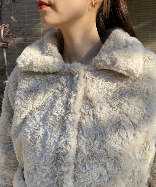 [Mela] FAKE FUR COAT グレイッシュベージュ Mela] FAKE FUR COAT グレイッシュベージュ Mela] FAKE FUR COAT