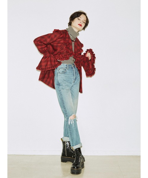 jouetie（ジュエティ）の「ラッフルフリルカラーブラウス（シャツ/ブラウス・レディース・ブラック/ブラウン/アイボリー/レッド・MEDIUM）」の8枚目の写真