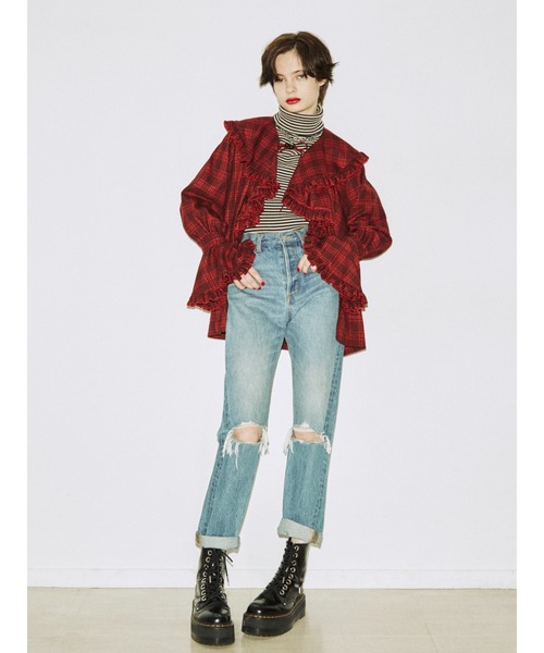 jouetie（ジュエティ）の「ラッフルフリルカラーブラウス（シャツ/ブラウス・レディース・ブラック/ブラウン/アイボリー/レッド・MEDIUM）」の10枚目の写真