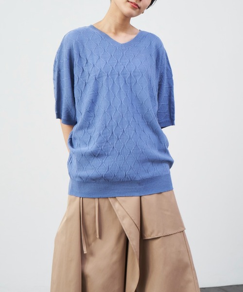 RANAN(ラナン)の「ダイヤ柄ドルマンニット(ニット/セーター・レディース・サックスブルー/ブラック/ベージュ・LL/M/L)」の11枚目の写真
