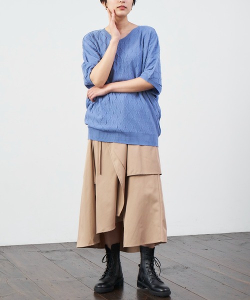 RANAN(ラナン)の「ダイヤ柄ドルマンニット(ニット/セーター・レディース・サックスブルー/ブラック/ベージュ・LL/M/L)」の10枚目の写真