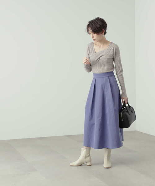 N.（N. Natural Beauty Basic）（エヌエヌナチュラルビューティーベーシック）の「◆ラップアウトニット（ニット/セーター・レディース・ブラック/レッド/ベージュ・MEDIUM）」の7枚目の写真
