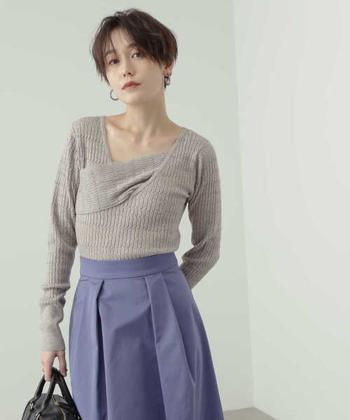 N.（N. Natural Beauty Basic）（エヌエヌナチュラルビューティーベーシック）の「◆ラップアウトニット（ニット/セーター・レディース・ブラック/レッド/ベージュ・MEDIUM）」の8枚目の写真