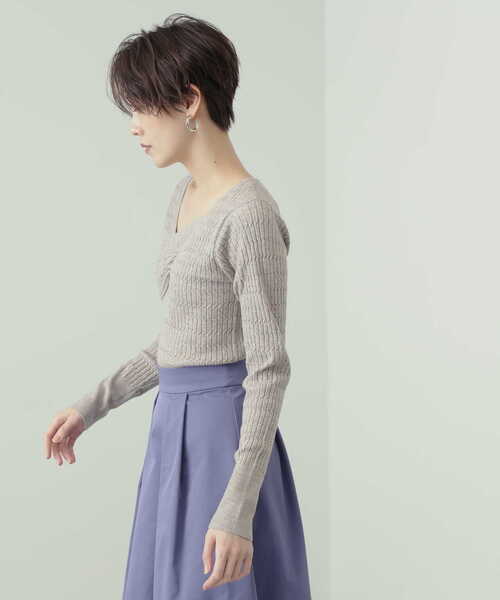 N.（N. Natural Beauty Basic）（エヌエヌナチュラルビューティーベーシック）の「◆ラップアウトニット（ニット/セーター・レディース・ブラック/レッド/ベージュ・MEDIUM）」の9枚目の写真