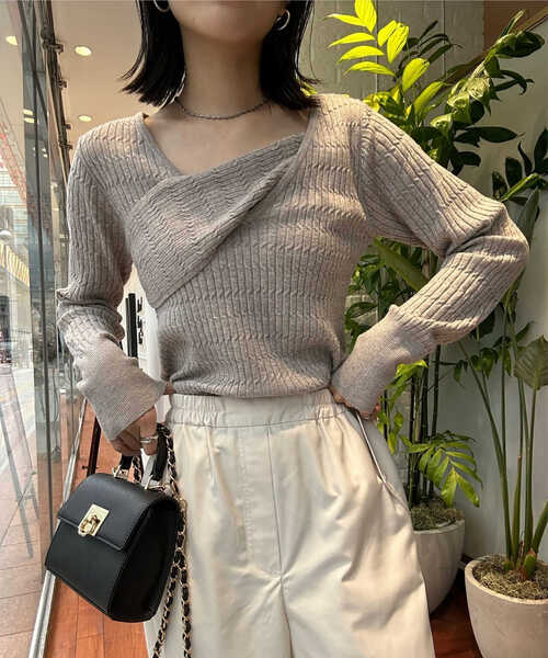 N.（N. Natural Beauty Basic）（エヌエヌナチュラルビューティーベーシック）の「◆ラップアウトニット（ニット/セーター・レディース・ブラック/レッド/ベージュ・MEDIUM）」の12枚目の写真