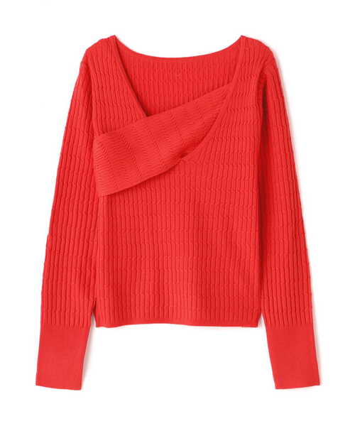 N.（N. Natural Beauty Basic）（エヌエヌナチュラルビューティーベーシック）の「◆ラップアウトニット（ニット/セーター・レディース・ブラック/レッド/ベージュ・MEDIUM）」の14枚目の写真