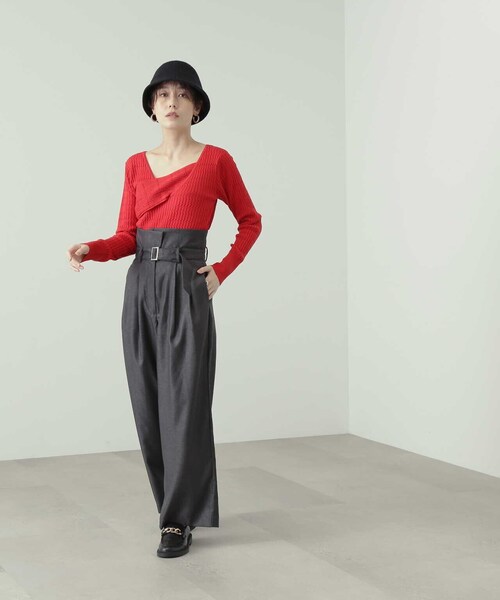 N.（N. Natural Beauty Basic）（エヌエヌナチュラルビューティーベーシック）の「◆ラップアウトニット（ニット/セーター・レディース・ブラック/レッド/ベージュ・MEDIUM）」の15枚目の写真