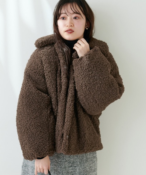 natural couture(ナチュラルクチュール)の「ぽわ袖ボアコート(その他アウター・レディース・ベージュ/ブラウン/ライトベージュ・FREE)」の8枚目の写真