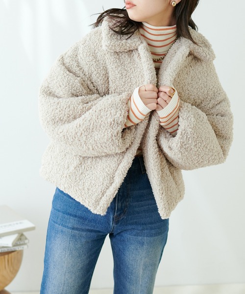 natural couture(ナチュラルクチュール)の「ぽわ袖ボアコート(その他アウター・レディース・ベージュ/ブラウン/ライトベージュ・FREE)」の10枚目の写真