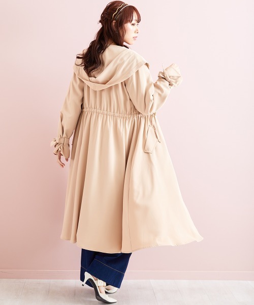 marun（マルン）の「＜大きいサイズ＞ ドロストフーディコート marun（その他アウター・レディース・ベージュ/ネイビー・L/LL/3L/4L/5L）」の4枚目の写真