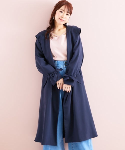 marun（マルン）の「＜大きいサイズ＞ ドロストフーディコート marun（その他アウター・レディース・ベージュ/ネイビー・L/LL/3L/4L/5L）」の3枚目の写真