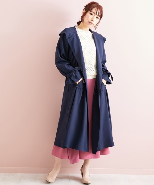 marun（マルン）の「＜大きいサイズ＞ ドロストフーディコート marun（その他アウター・レディース・ベージュ/ネイビー・L/LL/3L/4L/5L）」の16枚目の写真