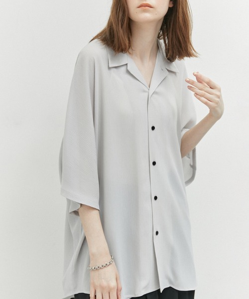 JUNRED（ジュンレッド）の「ドルマンビッグウィローシャツ（シャツ/ブラウス・メンズ・ライトグレー/グリーン/ラベンダー/ブラック・S/L/M）」の11枚目の写真